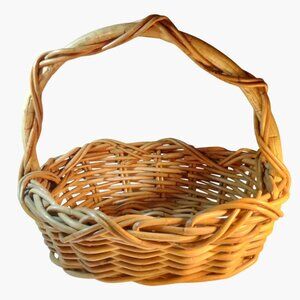 Wicker Rattan Oval Basket Handwoven Natural Sturdy Handle Farmhouse Cottage